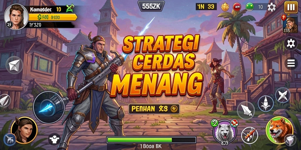 Tangkapan layar utama 555ZK menampilkan aksi strategi yang mendebarkan.
