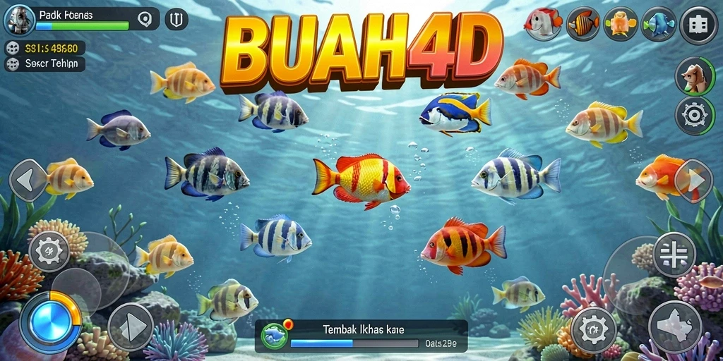 Screenshot gameplay BUAH4D menampilkan aksi seru dalam berburu ikan.