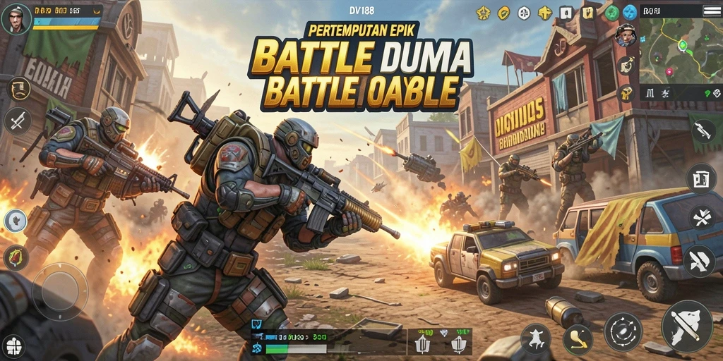 Tampilan gameplay seru dalam DV188 dengan aksi Battle Royale.
