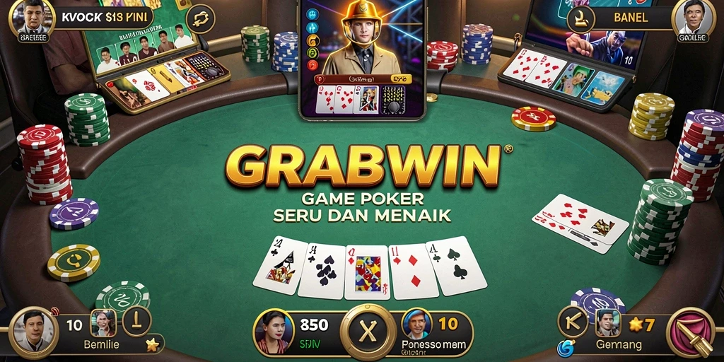 Tampilan menarik dari gameplay Poker di GRABWIN.