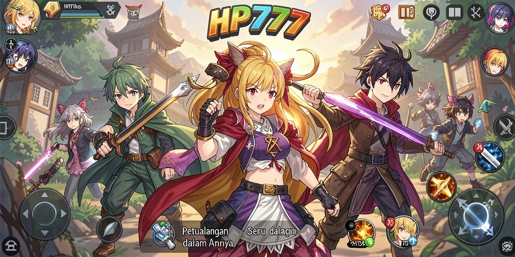 Tampilan gameplay HP777 dengan karakter anime yang menakjubkan.