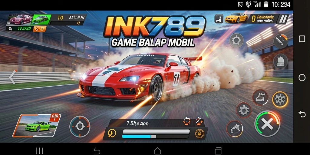 Tampilan gameplay seru dengan balapan mobil yang mendebarkan.