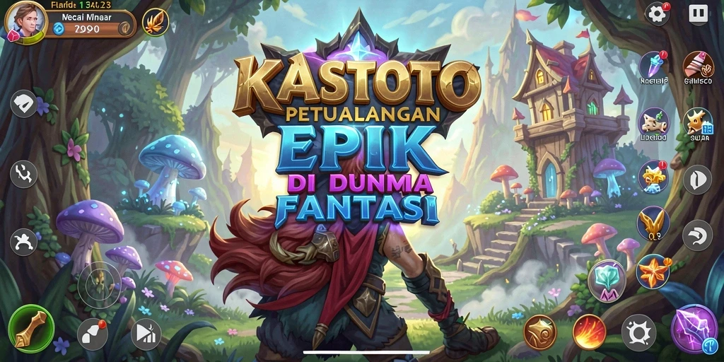 Screenshots utama KASTOTO menunjukkan petualangan menegangkan di dunia fantasi.