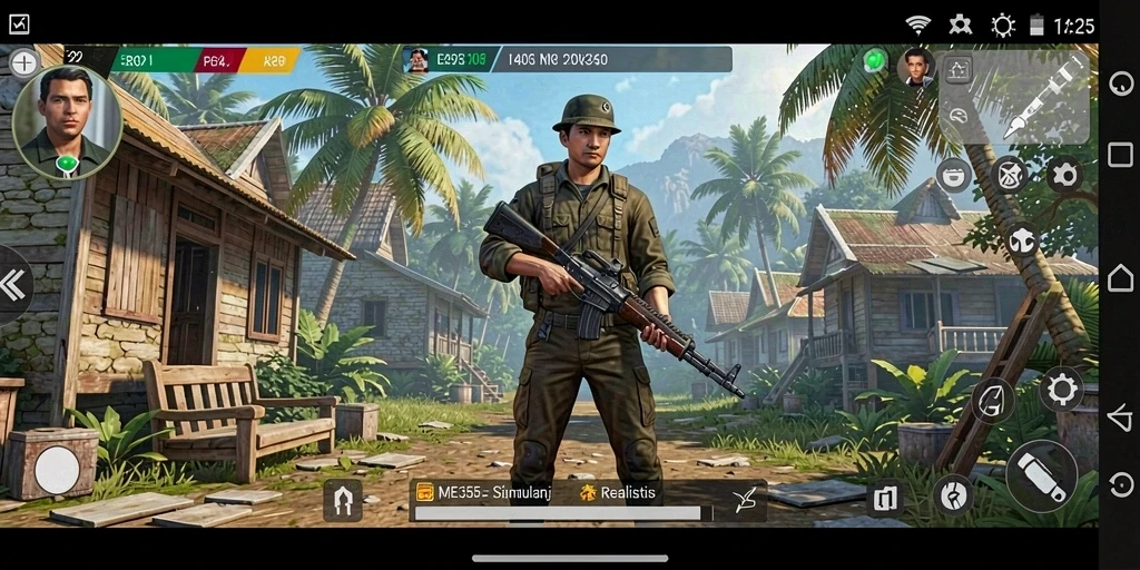 Tampilan gameplay ME355 dengan grafis menarik dan interaksi sosial.