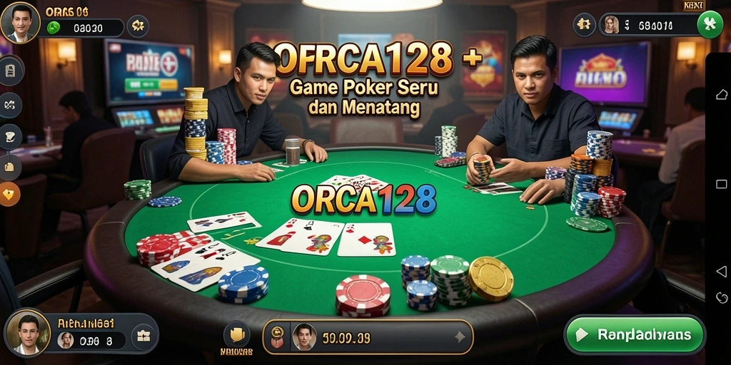 Screenshot gameplay ORCA128 menampilkan pengalaman Poker yang seru.