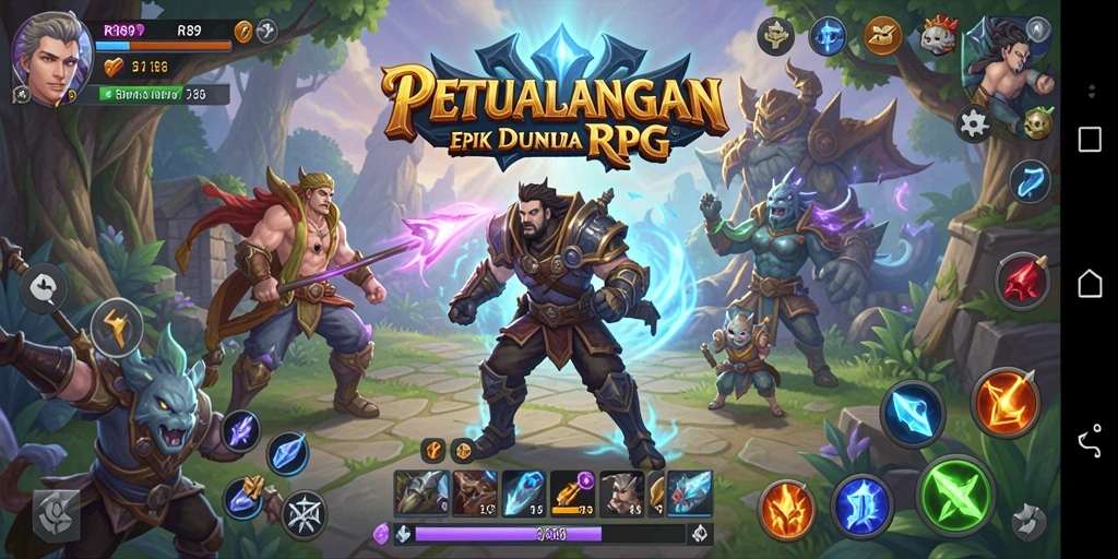 Tampilan gameplay epik dalam petualangan RPG RR89.