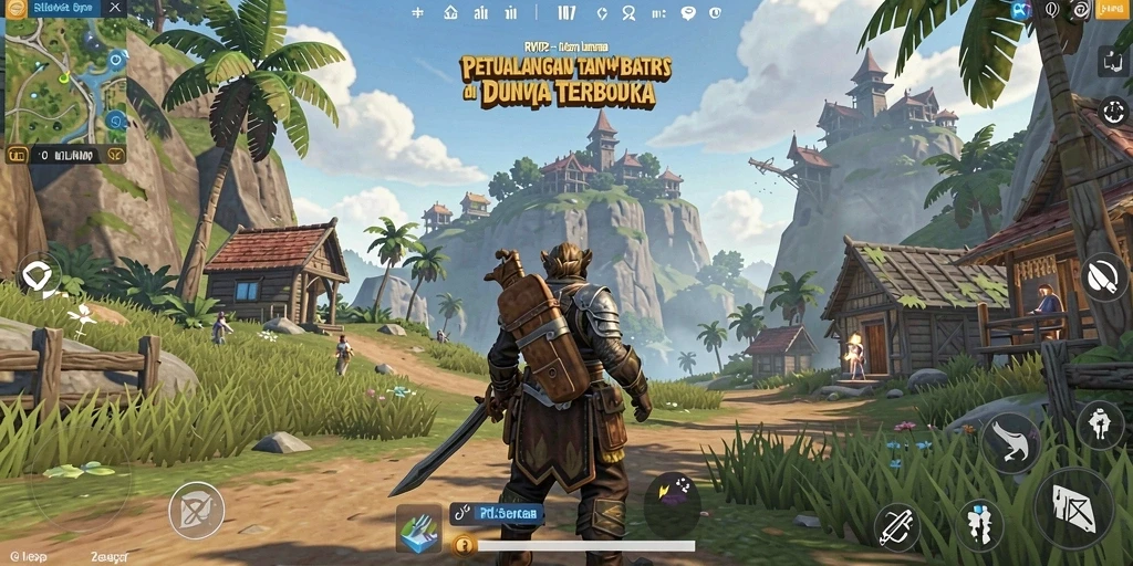 Screenshot gameplay RVIP2 yang menunjukkan eksplorasi dunia terbuka yang menakjubkan.