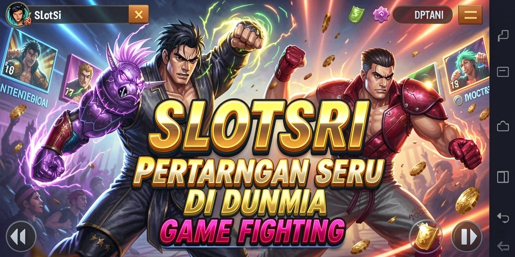 Screenshot gameplay SLOTSRI menampilkan aksi pertarungan yang mendebarkan dan karakter yang kuat.