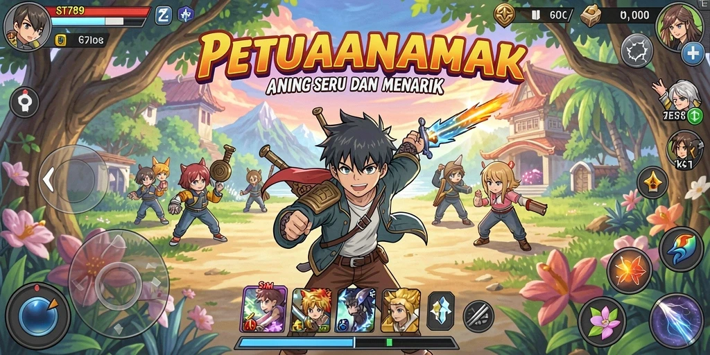 Screenshot gameplay ST789 menampilkan pertarungan karakter Anime yang dinamis.