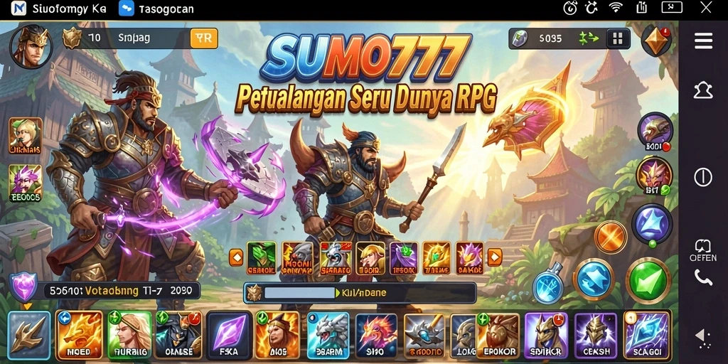 Tampilan gameplay aksi mendebarkan dalam SUMO777 di dunia RPG.