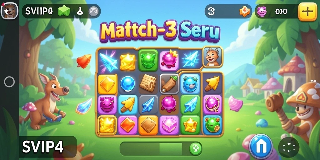 Gameplay Match-3 yang seru dan menantang di SVIP4.
