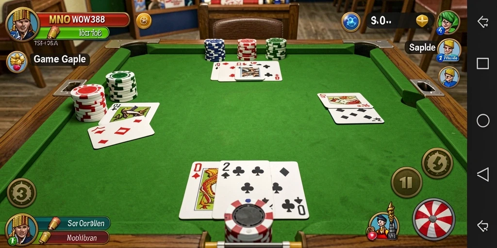 Gameplay WOW388 menampilkan suasana Gaple yang seru dan kompetitif.